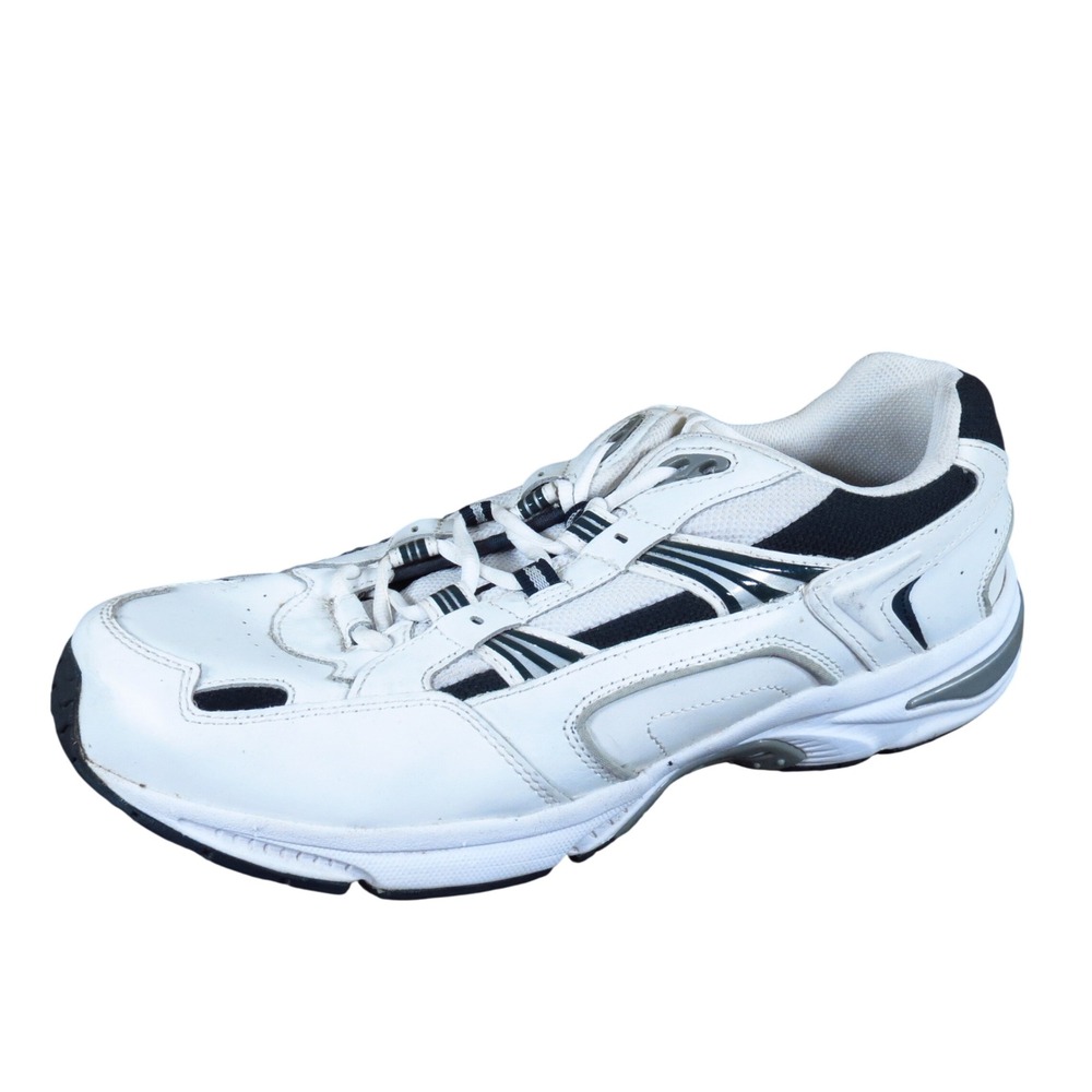 Vionic Walker Mens Athletic Walking Shoe Sz 12 Wide Orthotic White Black Leather
